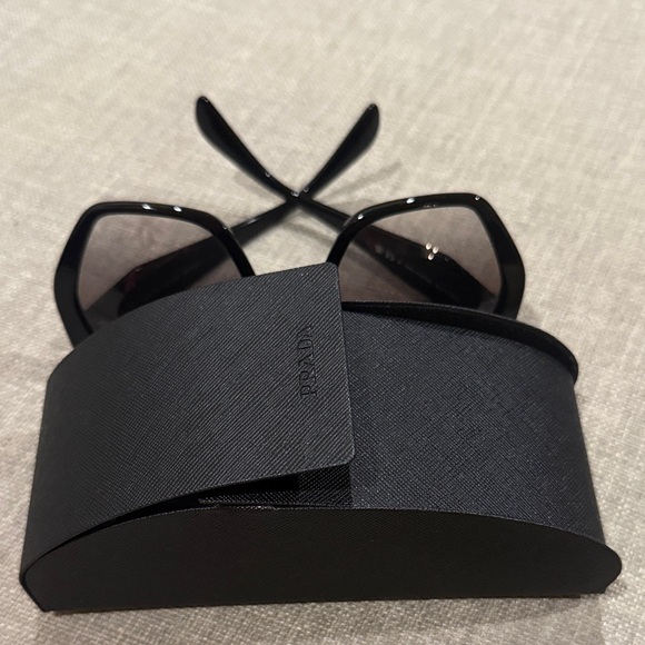 Prada Black Hexagon Oversized Sunglasses